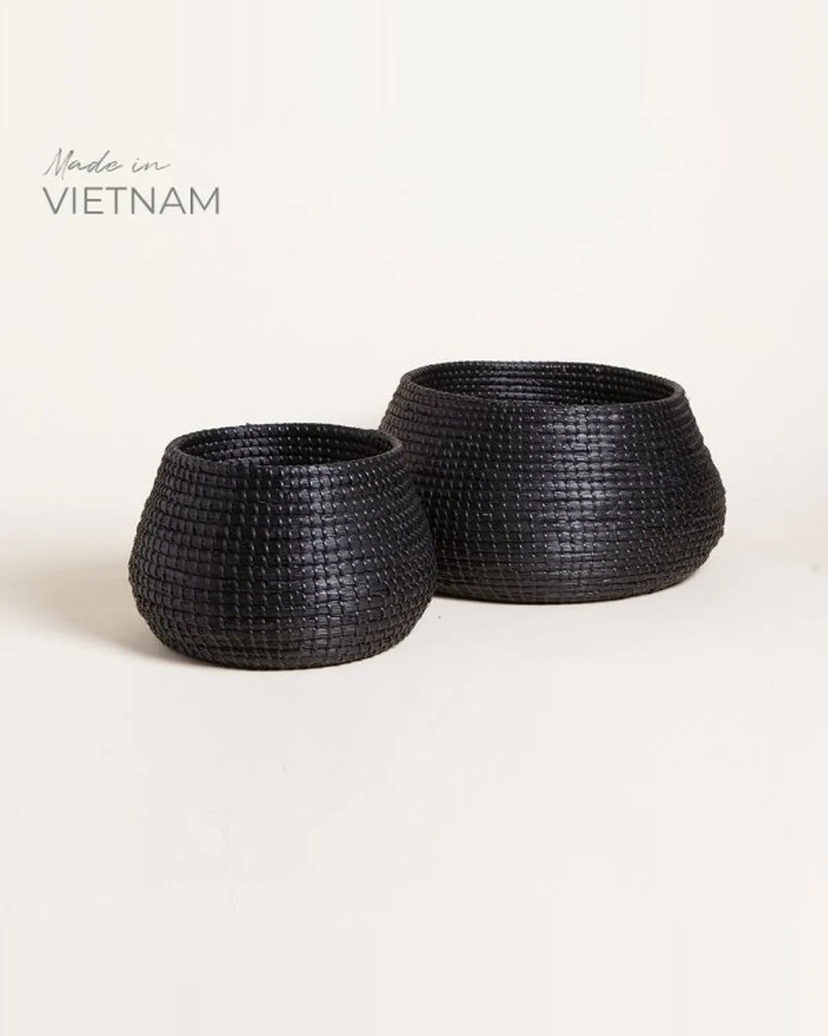 Set x 2 Canastos Halong Negro 25x45 cm /22x32 cm
