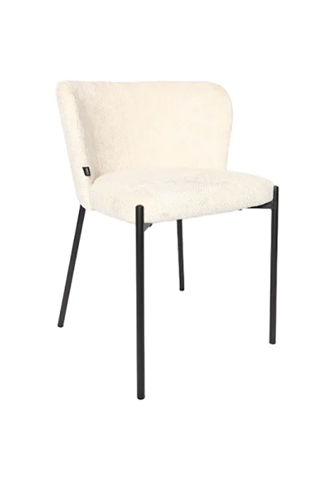 Silla Sofia Beige Chenille - Base Negra