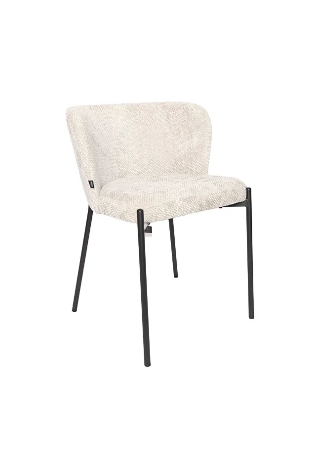 Silla Sofia Gris Claro Chenille - Base Negra
