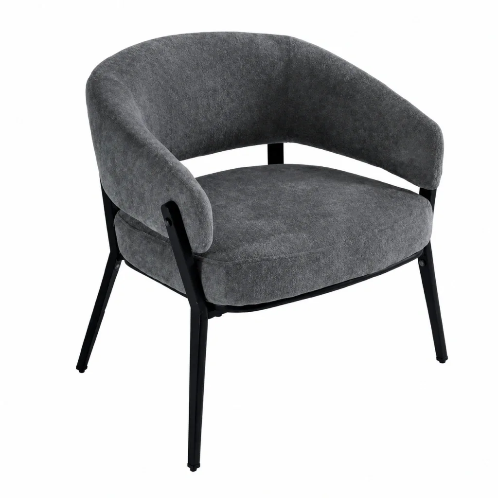 Sillón Zenit Chenille Gris Oscuro - Base Negra